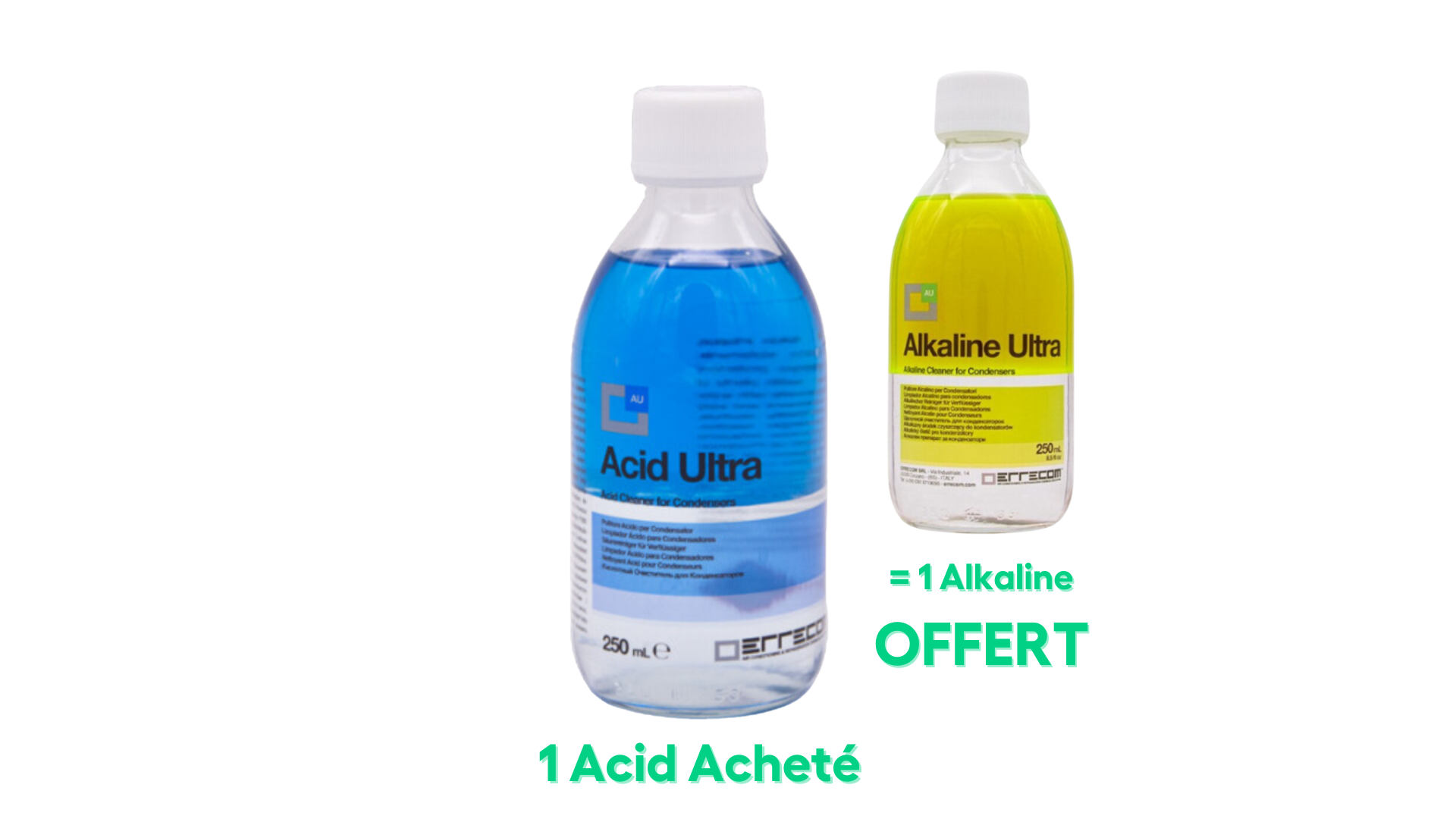 1 ACID ULTRA acheté = 1 ALKALINE ULTRA offert ! Nettoyant puissant pour condenseur - Anti corrosion et calcaire (Flacon 250ml ) - LINSTRUMENT