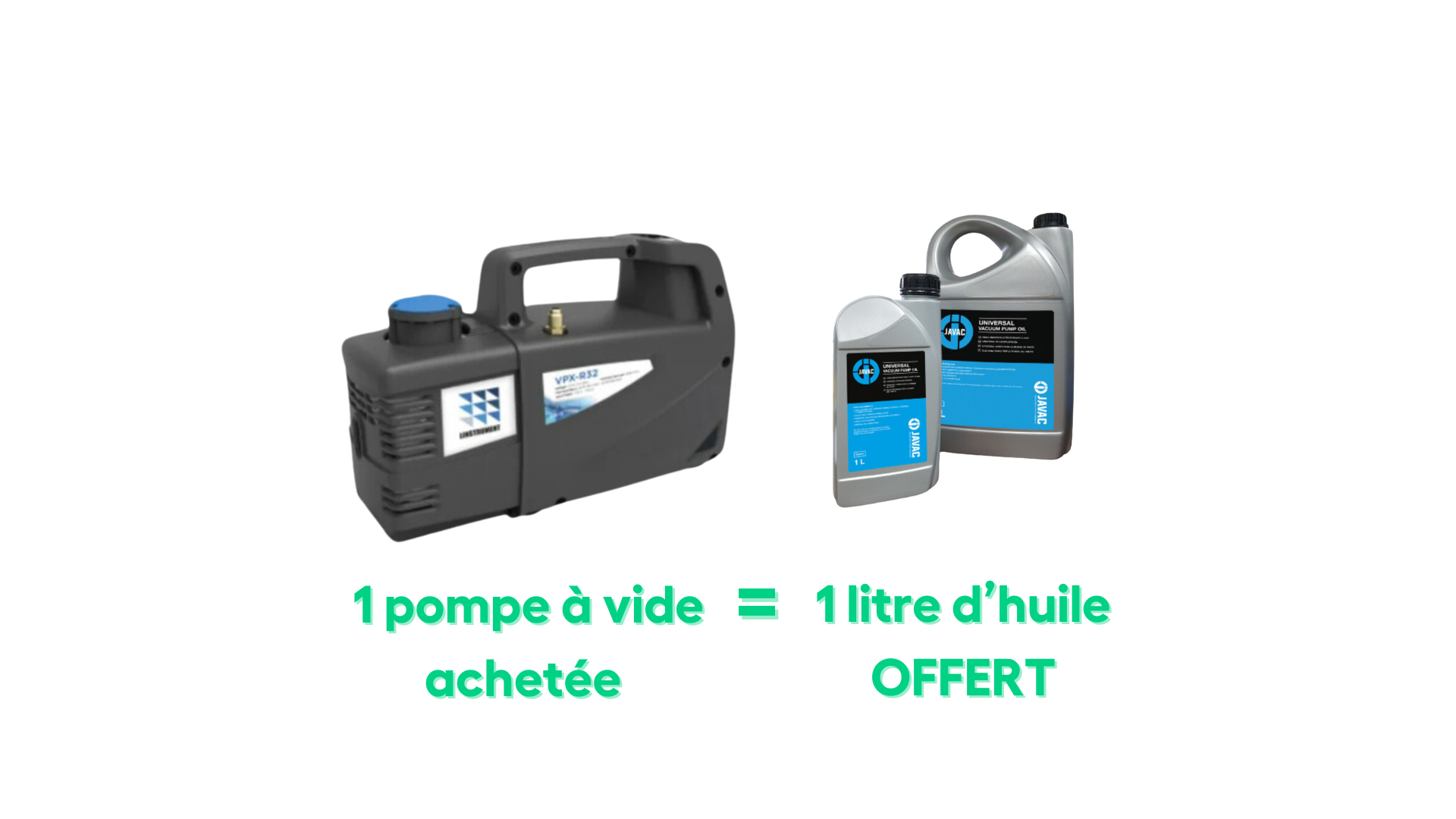 Pack malin - 1 Pompe à vide double étage R32, 282 L/min achetée = 1L d'huile pour pompe à vide universelle offert - LINSTRUMENT / JAVAC