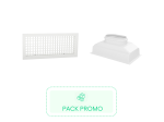 Kit Grille de soufflage double déflexion 400x150mm- Blanc - Plénum de soufflage ABS 400x150 - 1 piquage  Ø200mm