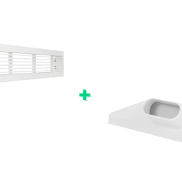 Kit grille linéaire multi-fentes 800x80 mm + Plenum de soufflage linéaire ABS 800 mm piquage 200mm