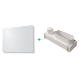 Kit Plénum + Diffuseur de soufflage d'air CONFORTWHITE pour plenum de 400x150 mm, avec enjoliveur en PVC rigide blanc satiné classé M1, de 600x350 mm