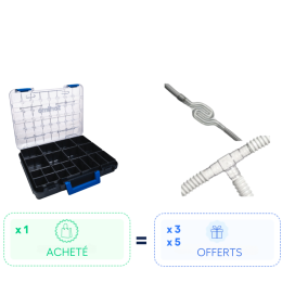 Pack Malin - Mallette de rangement 12 compartiments modulable + 3 siphons et 5 T de dérivation de condensat - SORTIMO