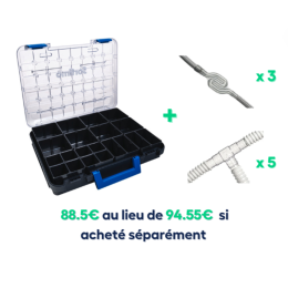 Pack Malin - Mallette de rangement 12 compartiments modulable + 3 siphons et 5 T de dérivation de condensat - SORTIMO