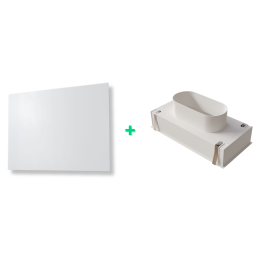 Kit Plénum + Diffuseur de soufflage d'air CONFORTWHITE pour plenum de 300x150 mm, avec enjoliveur en PVC rigide blanc satiné classé M1, de 500x350 mm