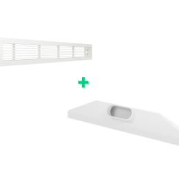 Kit grille linéaire multi-fentes 1135x80 mm + Plenum de soufflage linéaire ABS 1135 mm piquage 250mm